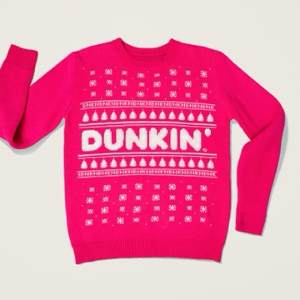 Dunkin’ Ugly Christmas Sweater | Size Large | Pink